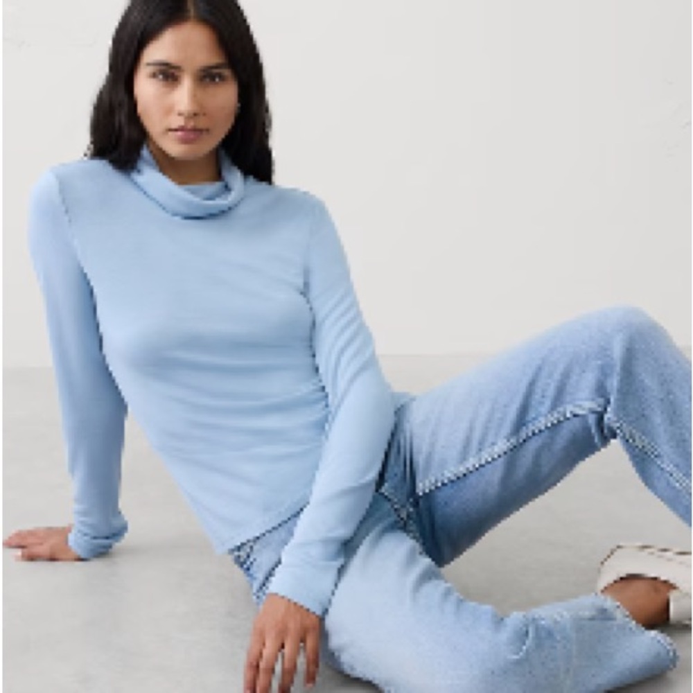 Banana Republic Soft Luxe Turtleneck Long Sleeve in Natural Blue: XS